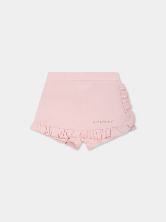 Short rose pour bébé fille avec logo