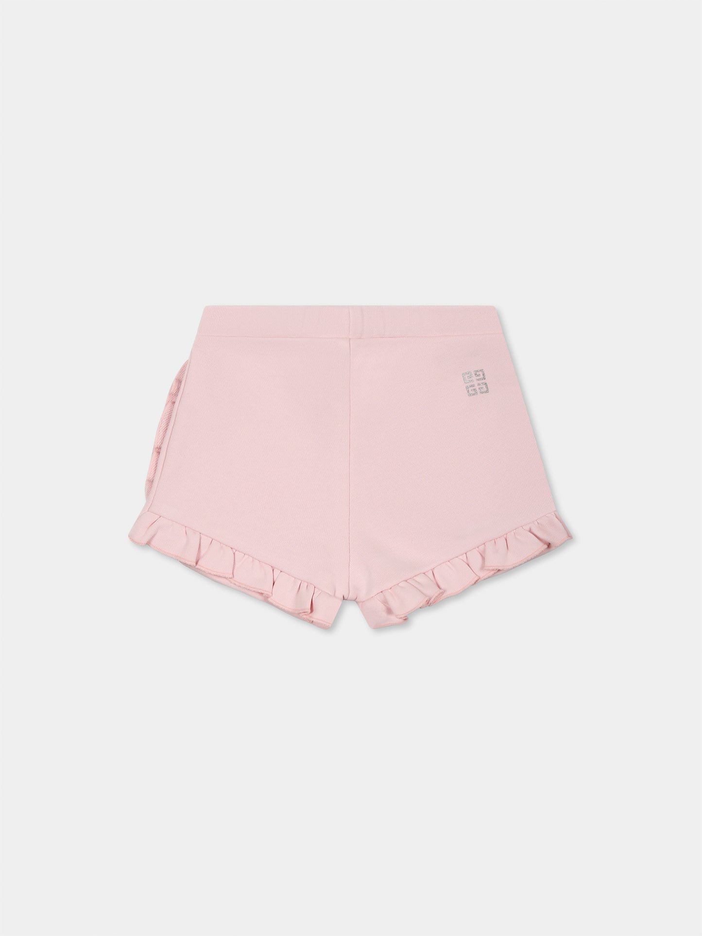 Short rose pour bébé fille avec logo