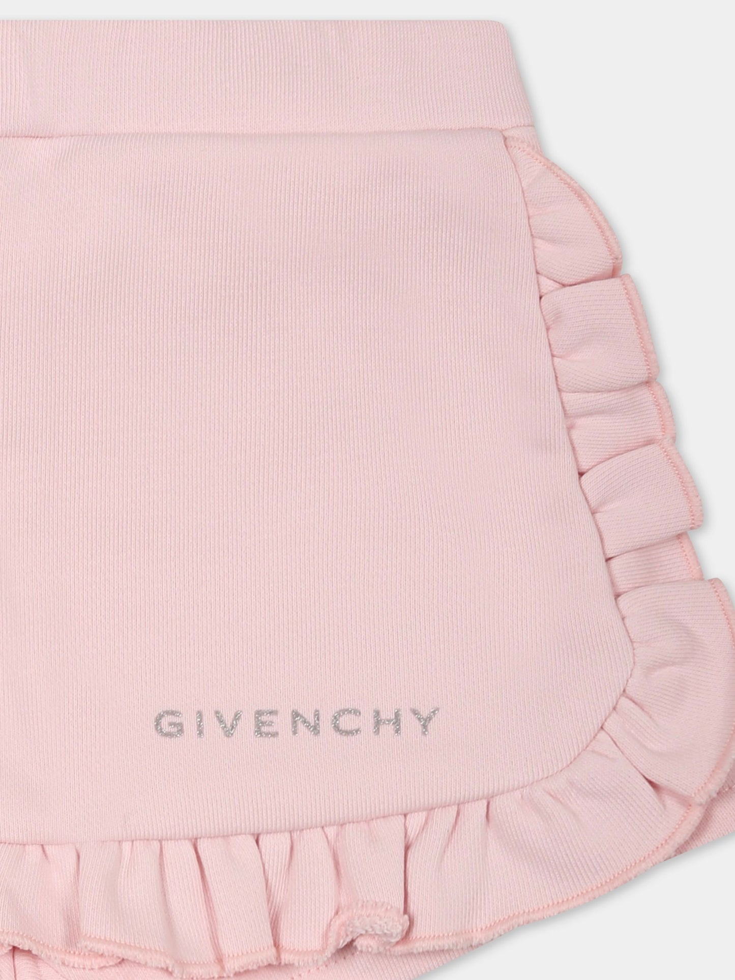 Short rose pour bébé fille avec logo