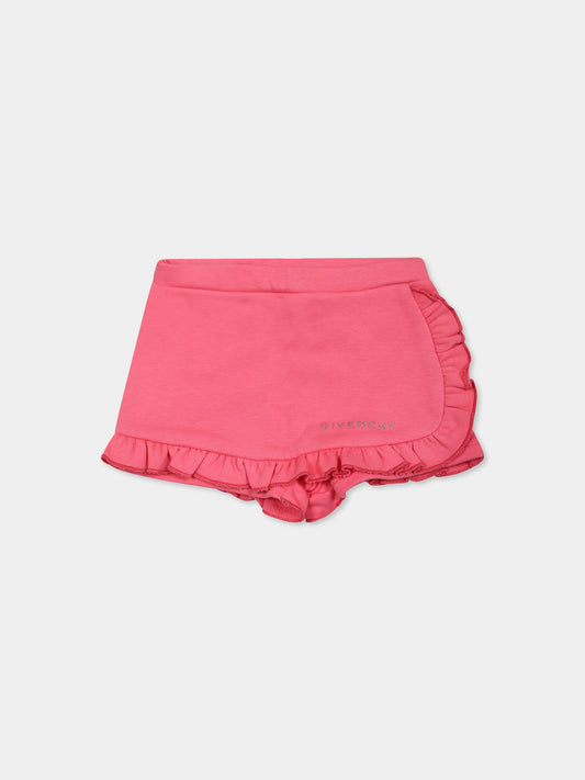 Short fuchsia pour bébé fille avec logo