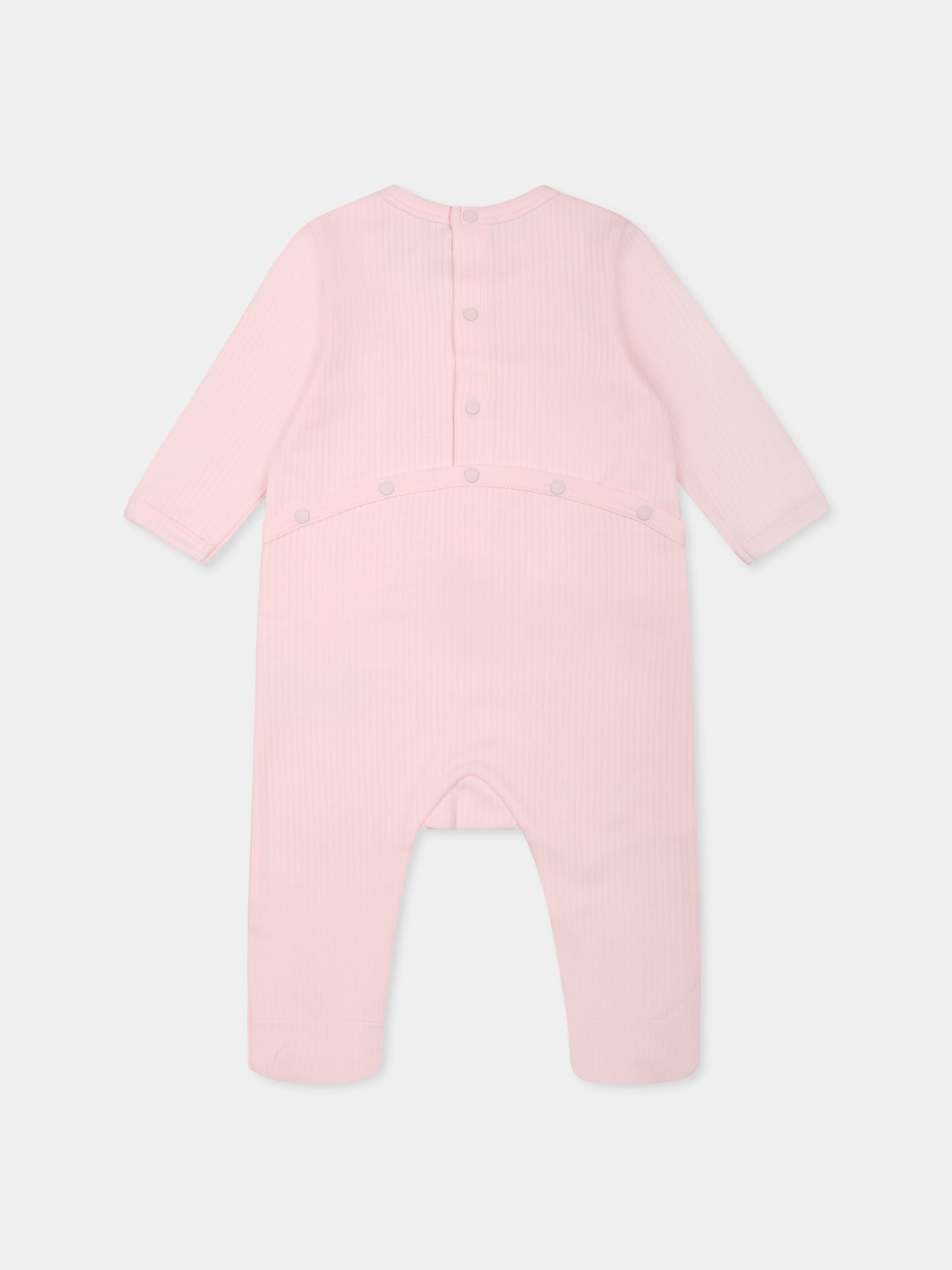 Ensemble combinaison rose pour bébé fille avec logo