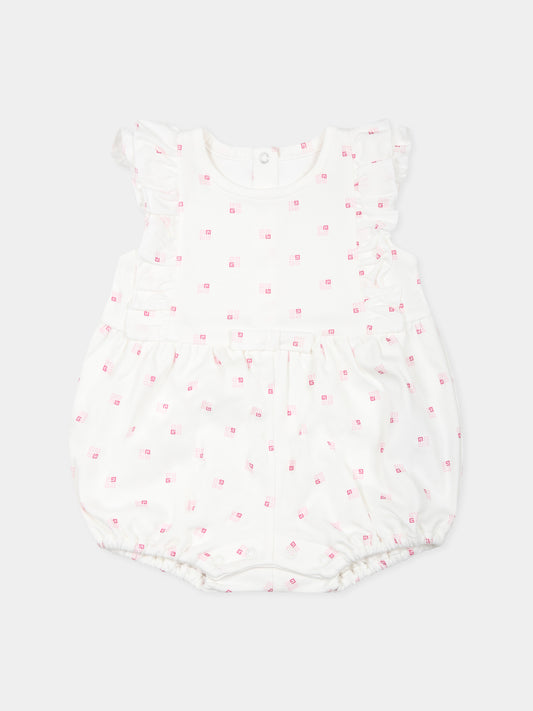 Pagliaccetto bianco per neonata con motivo 4G all over,Givenchy Kids,H30608 44Z