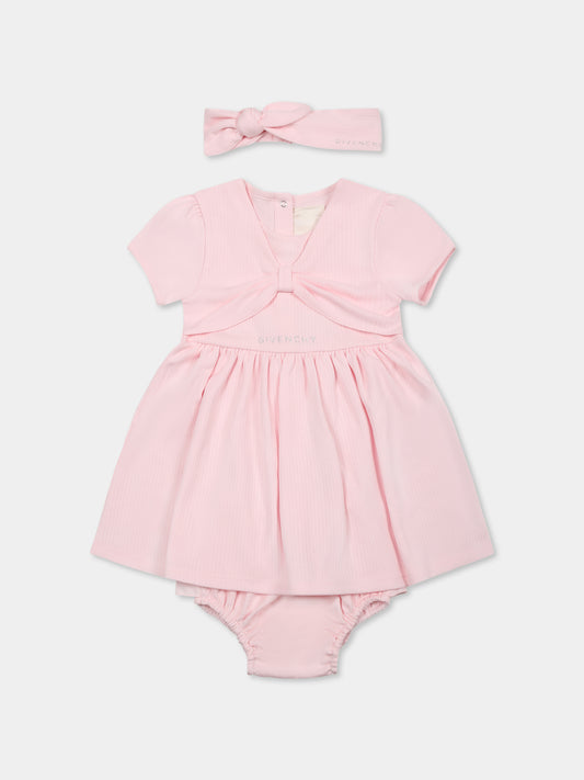 Set vestito rosa per neonata con logo,Givenchy Kids,H30615 44Z