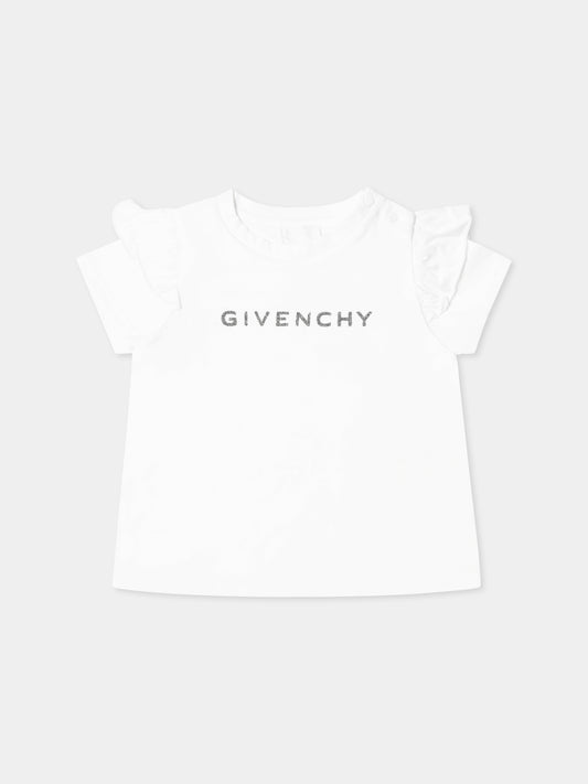 T-shirt bianca per neonata con logo,Givenchy Kids,H30664 10P