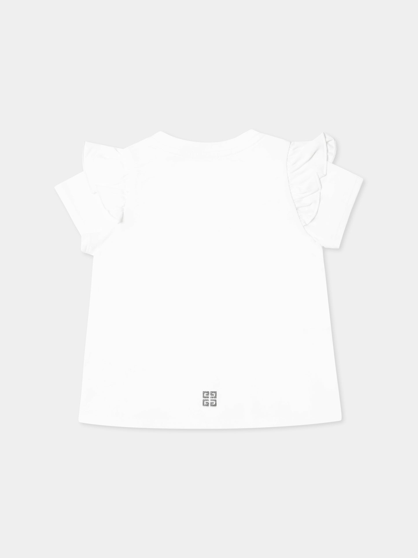 T-shirt bianca per neonata con logo,Givenchy Kids,H30664 10P