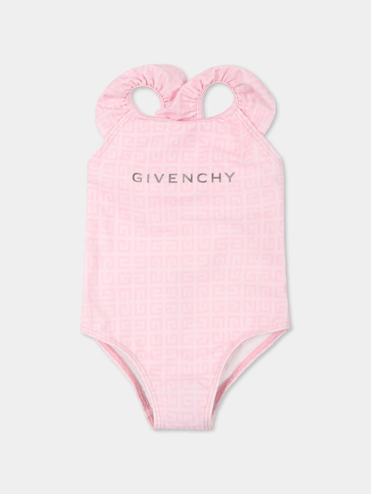Costume intero rosa per neonata con logo,Givenchy Kids,H30649 44Z