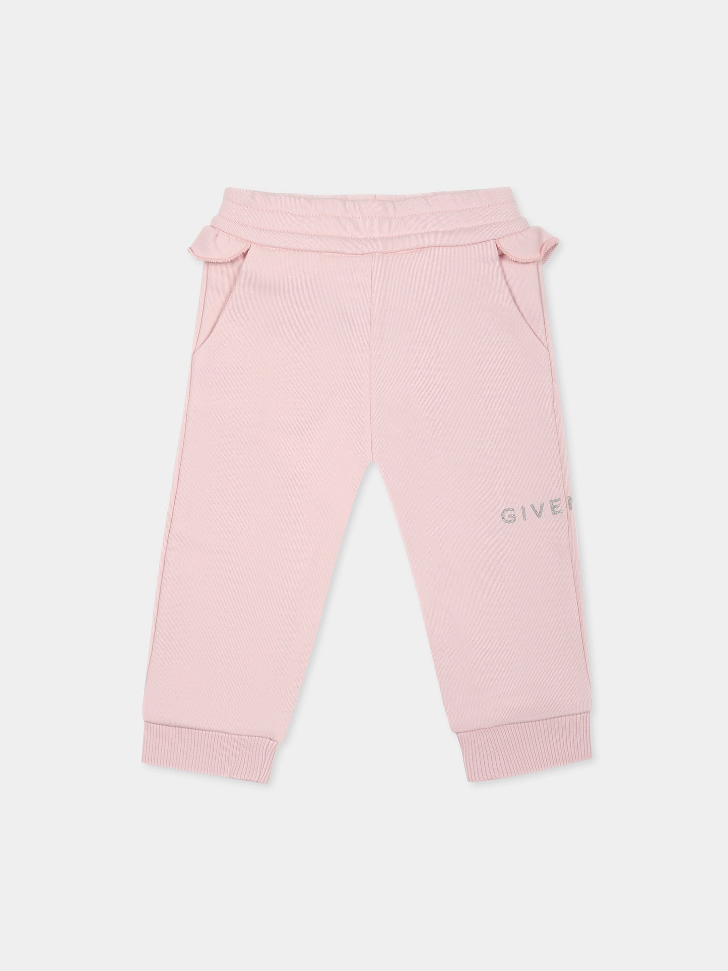Pantalon rose pour bébé fille avec logo