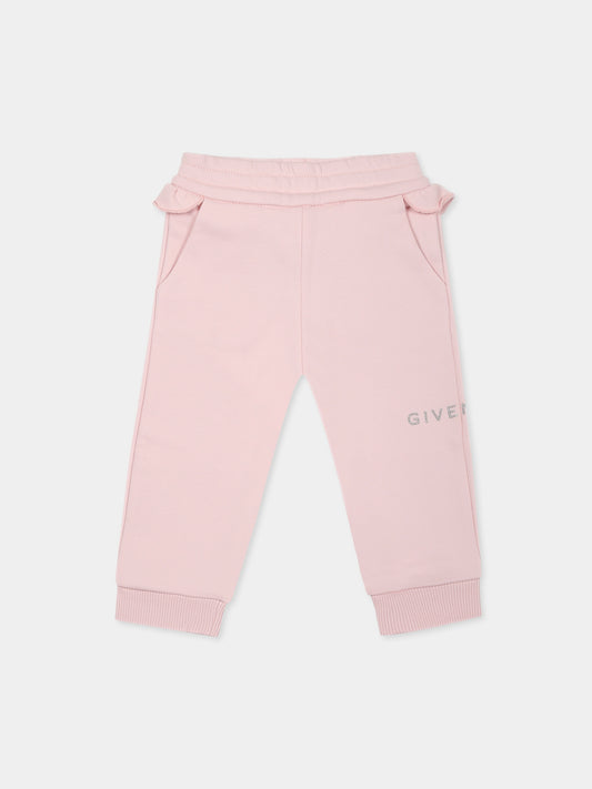 Pantalon rose pour bébé fille avec logo