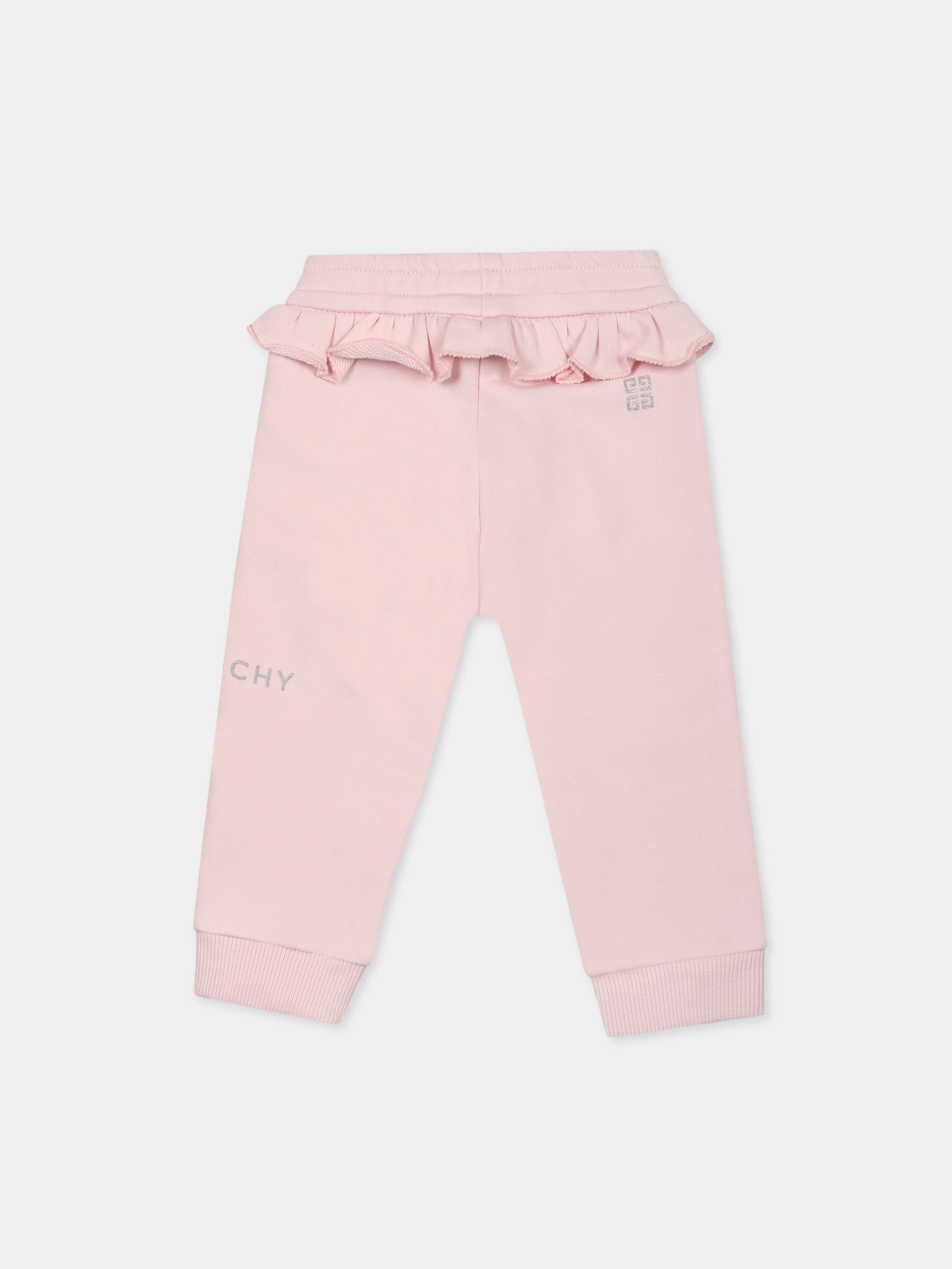 Pantalon rose pour bébé fille avec logo