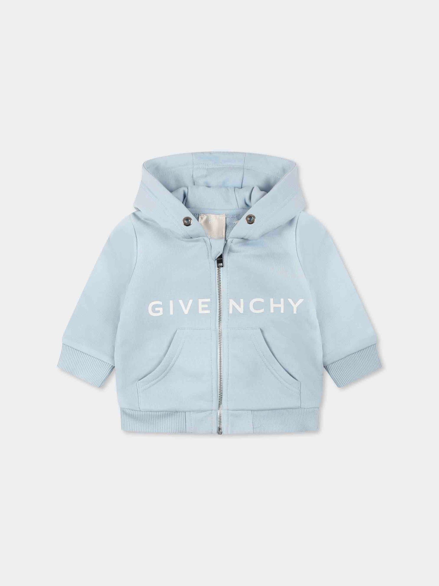 Sweat-shirt bleu clair pour bébé garçon avec logo blanc