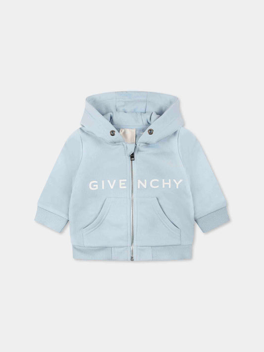 Sweat-shirt bleu clair pour bébé garçon avec logo blanc