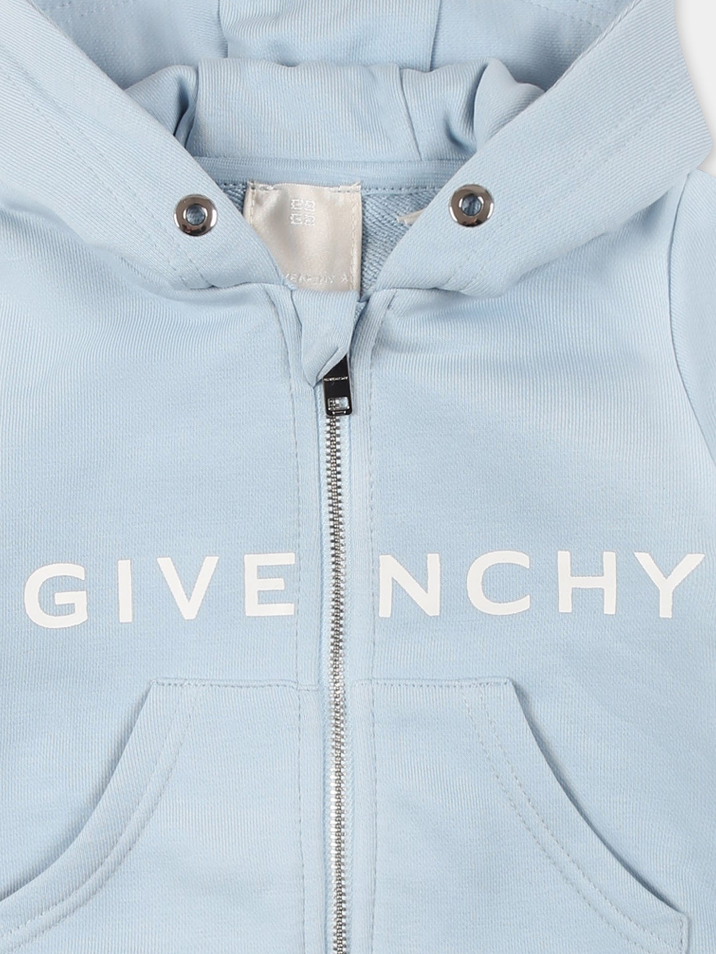 Sweat-shirt bleu clair pour bébé garçon avec logo blanc