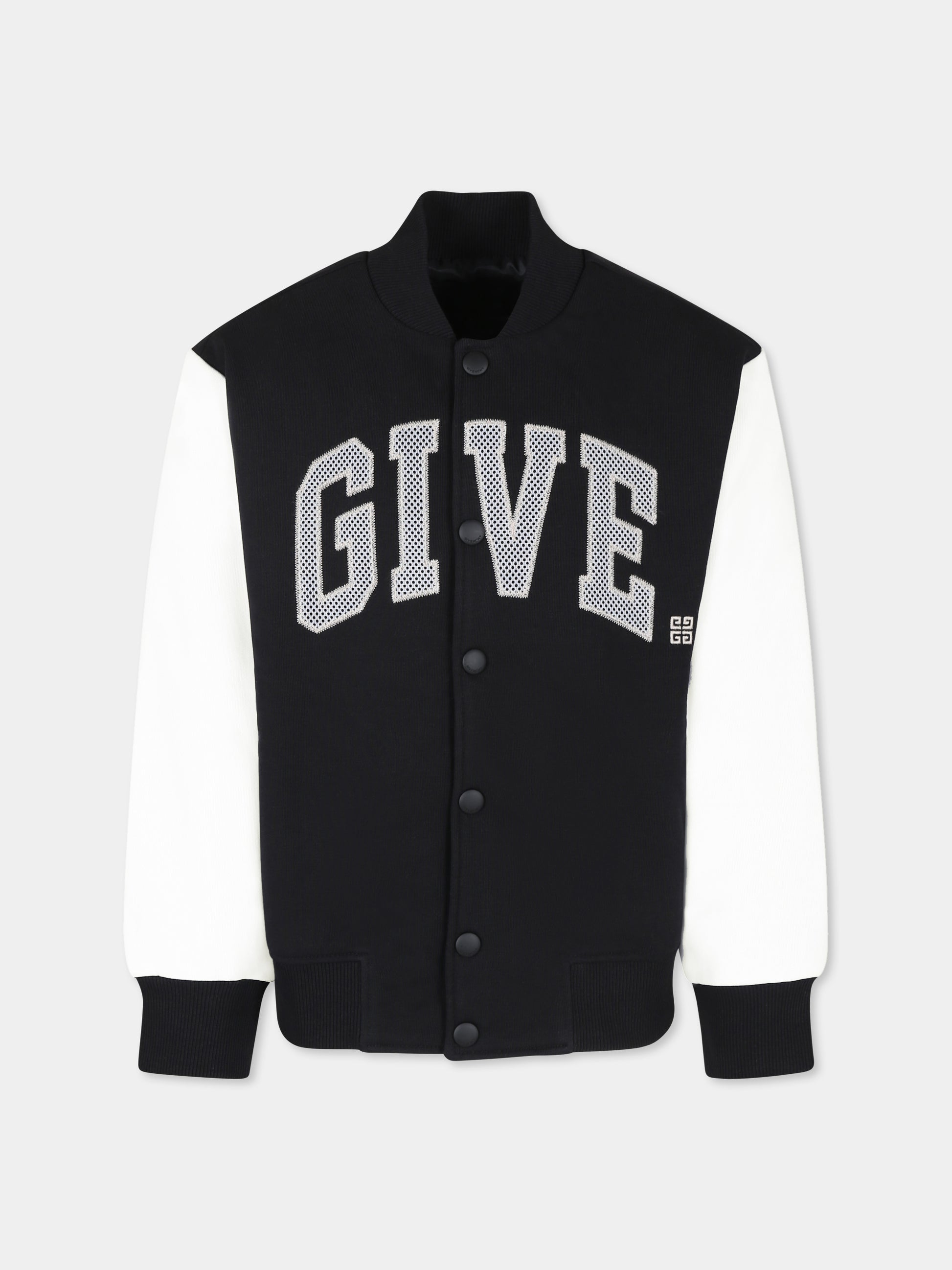 Bomber nero per bambini con logo,Givenchy Kids,H30702 09B
