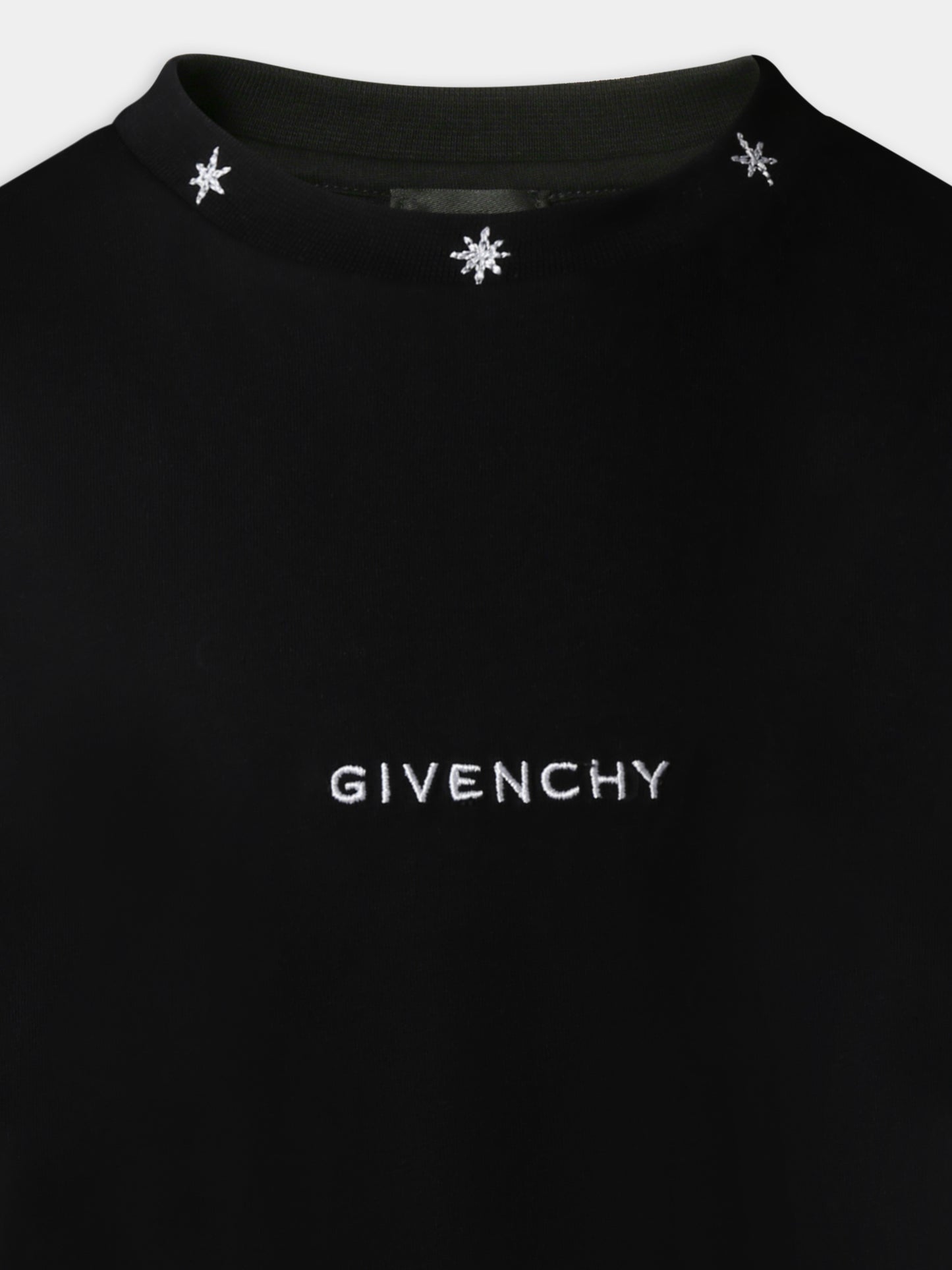 T-shirt nera per bambino con logo e stelle,Givenchy Kids,H30733 09B