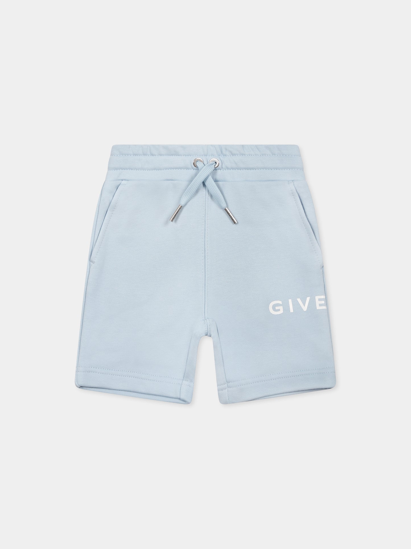 Short bleu clair pour bébé garçon avec logo