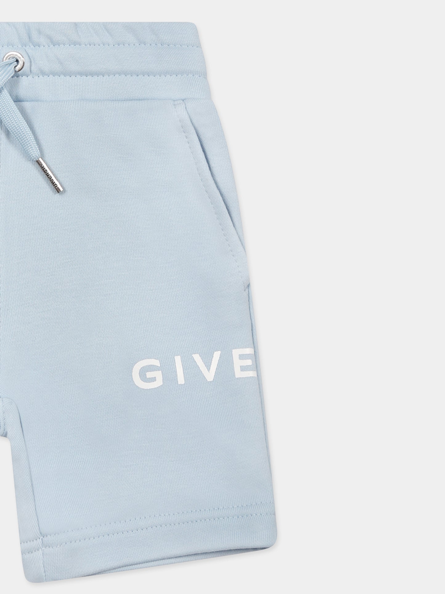 Short bleu clair pour bébé garçon avec logo