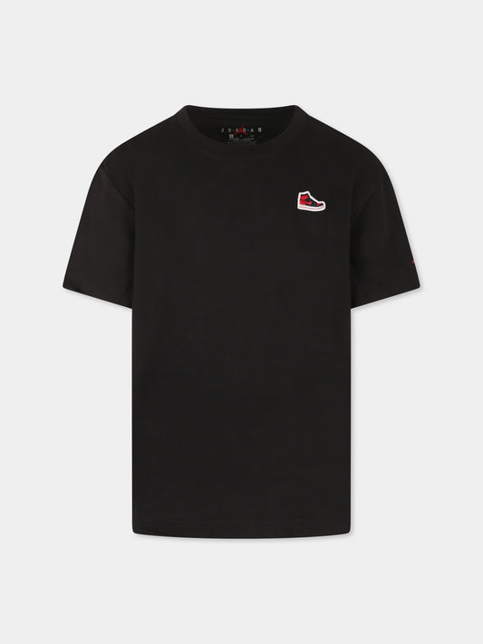 T-shirt nera per bambino con sneaker,Jordan,95C899 K25
