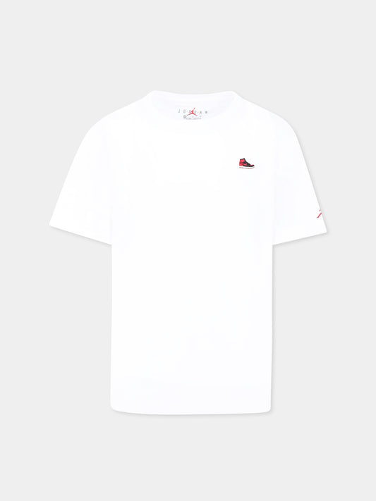 T-shirt blanc pour garçon avec basket