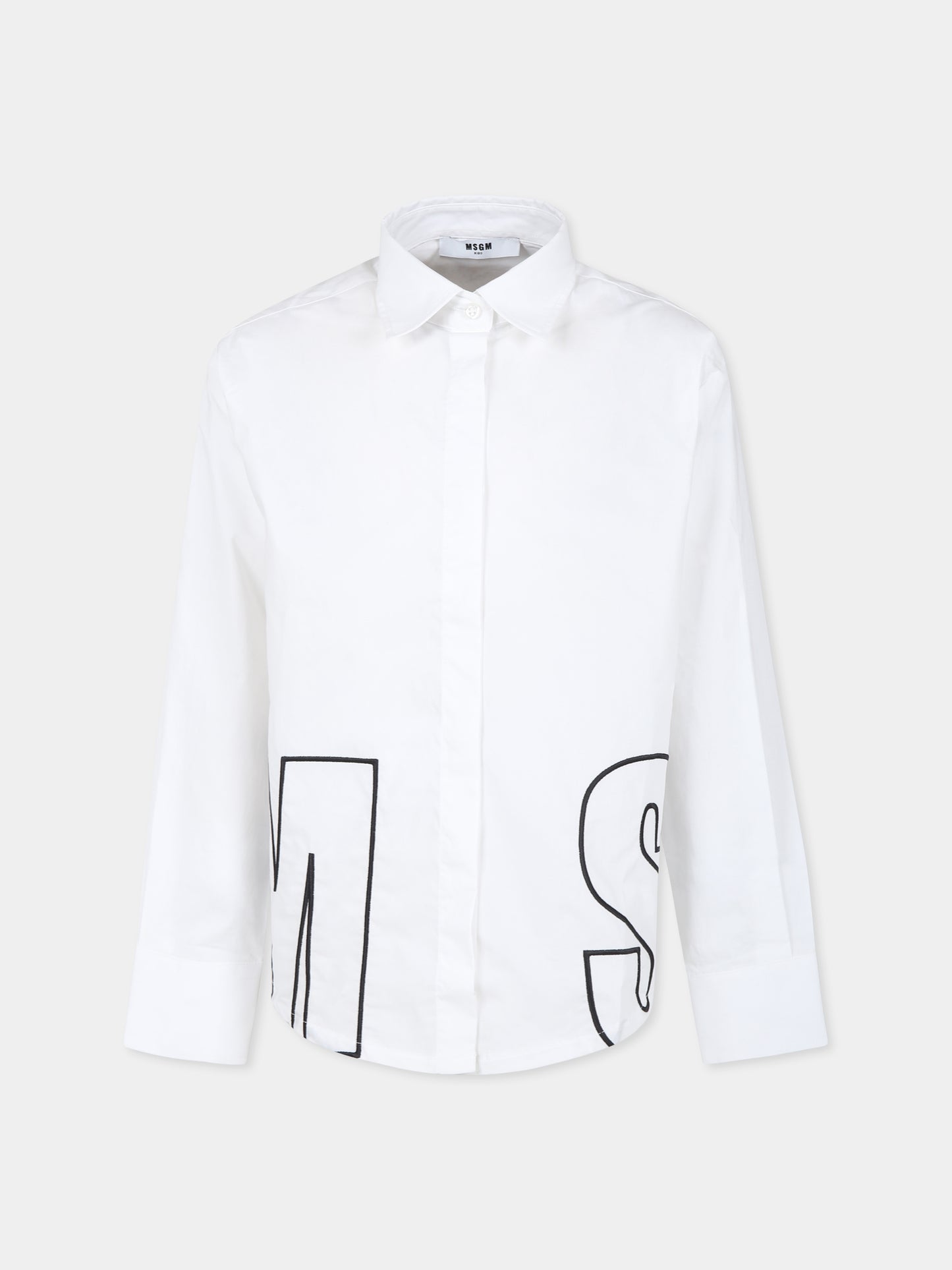 Camicia bianca per bambina con logo,Msgm Kids,F3MSJGSI104 001