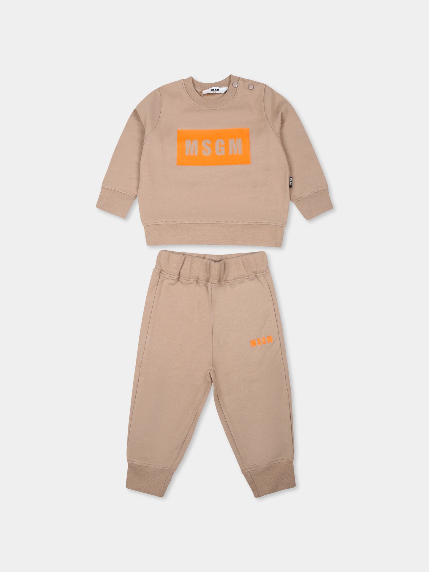 Completo beige per neonati con logo,Msgm Kids,F3MSUNTP043 015