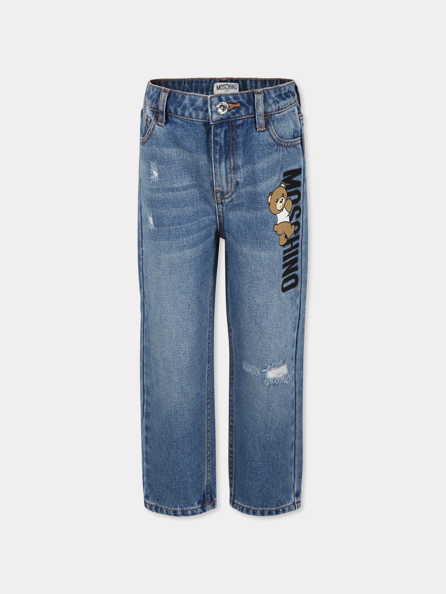 Jeans blu per bambino con Teddy Bear,Moschino Kids,HUP07F L0E20 40302