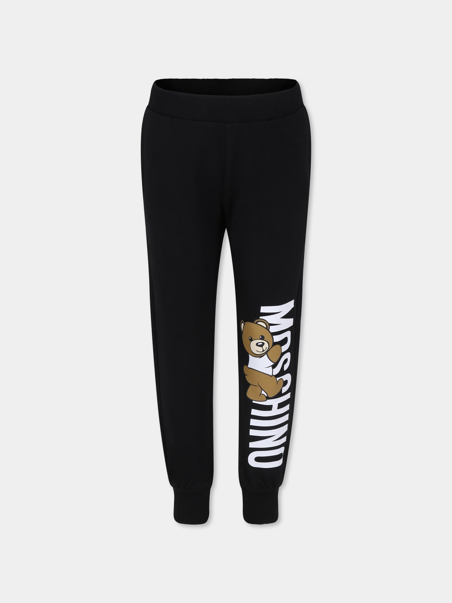 Pantaloni neri per bambino con Teddy Bear,Moschino Kids,HUP07P LDA27 60100