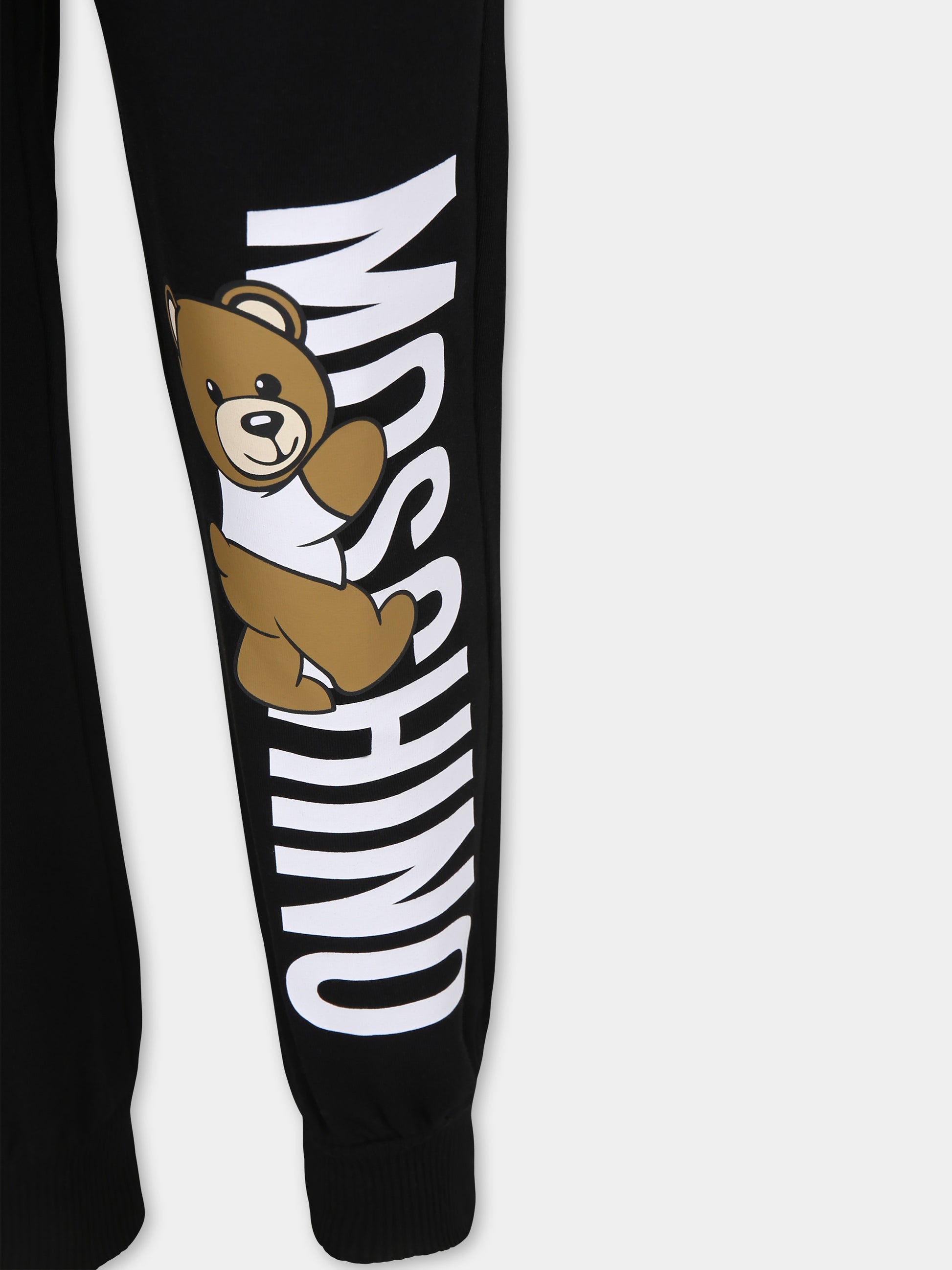 Pantaloni neri per bambino con Teddy Bear,Moschino Kids,HUP07P LDA27 60100