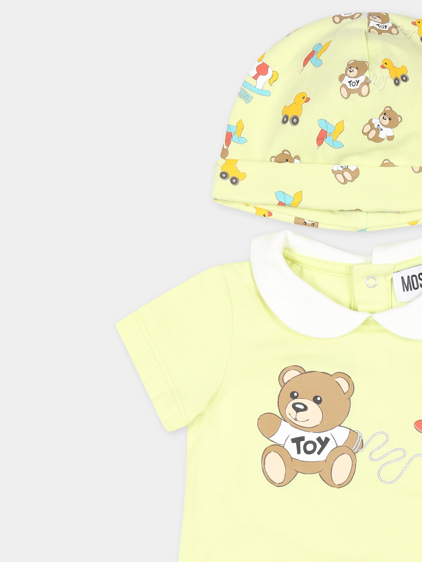 Set pagliaccetto giallo per neonati con Teddy Bear,Moschino Kids,MMY056 LBA00 30045