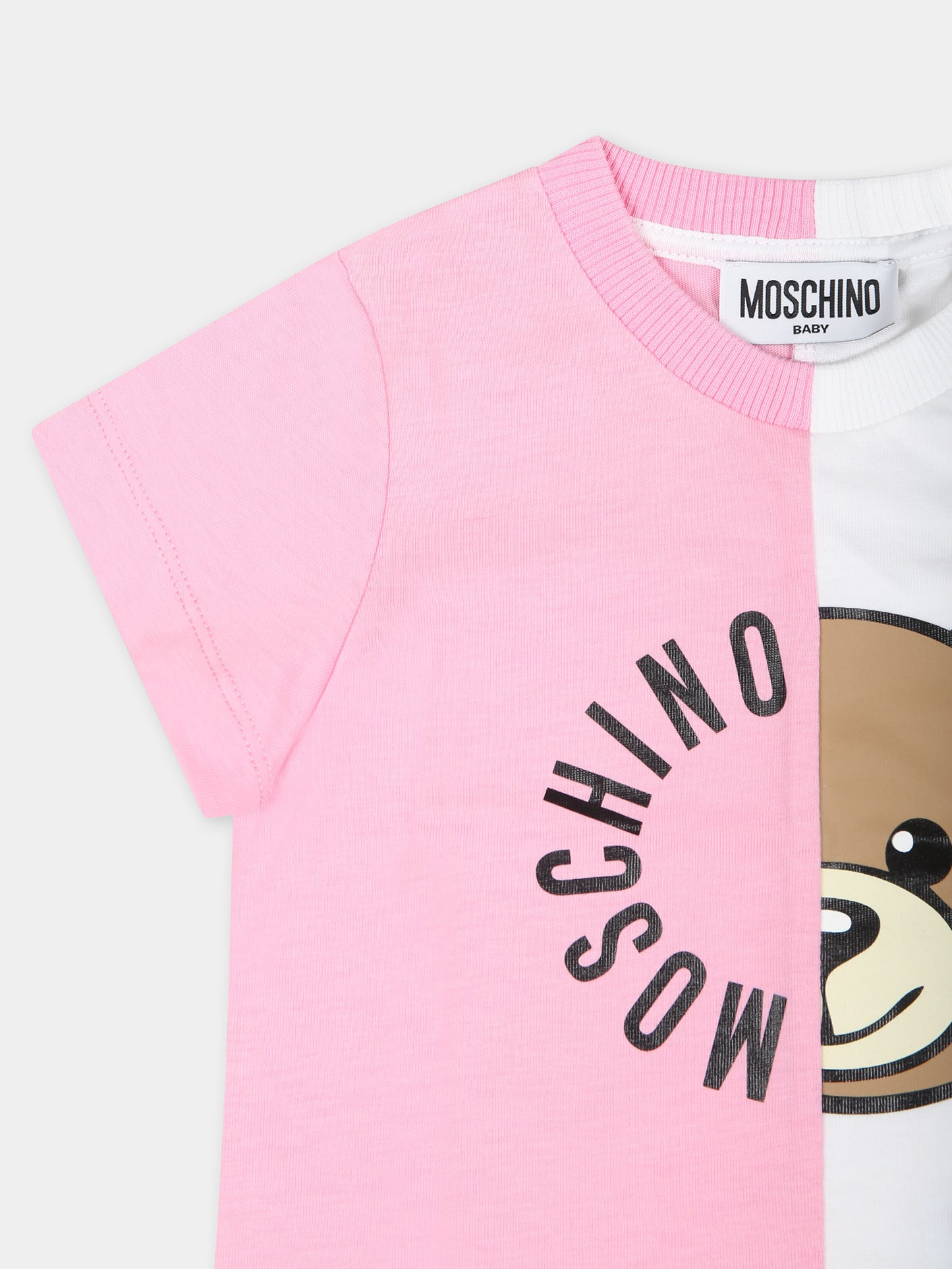 T-shirt rosa per neonata con Teddy Bear,Moschino Kids,MUM03R LAA02 50206