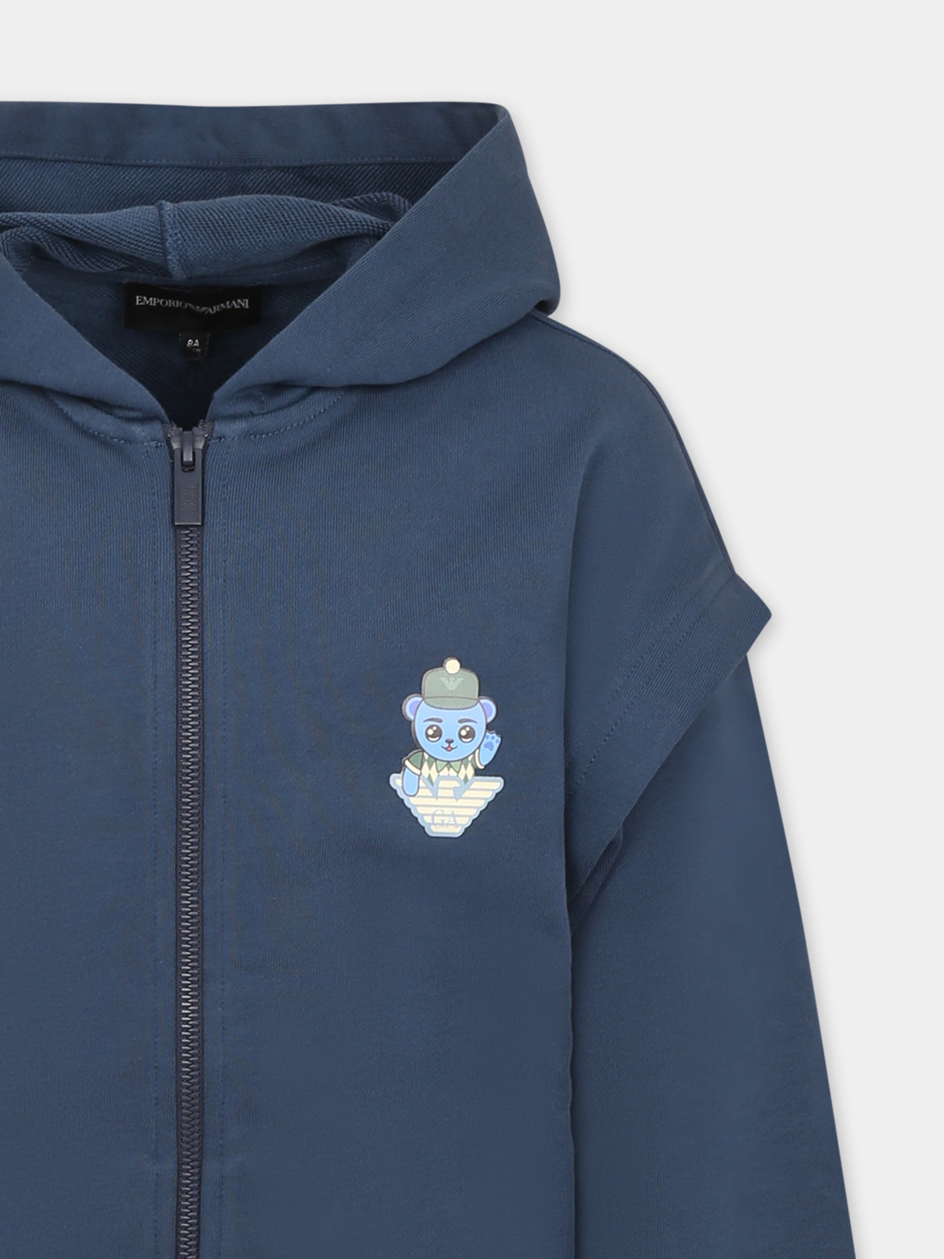 Felpa blu per bambino con Manga Bear,Emporio Armani,EB000271 AF13552 UB150