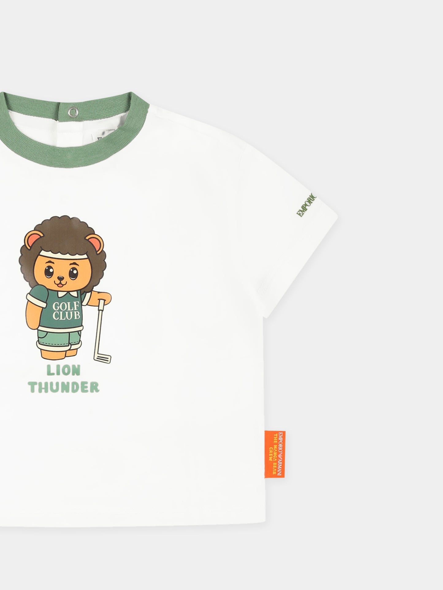 T-shirt bianca per neonato con Manga Bear,Emporio Armani,EB000284 AF14768 U0003