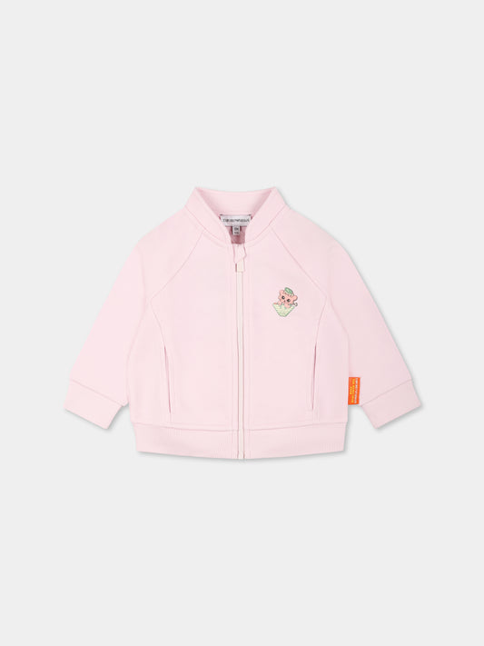 Felpa rosa per neonata con Manga Bear,Emporio Armani,EB000276 AF13552 U4271