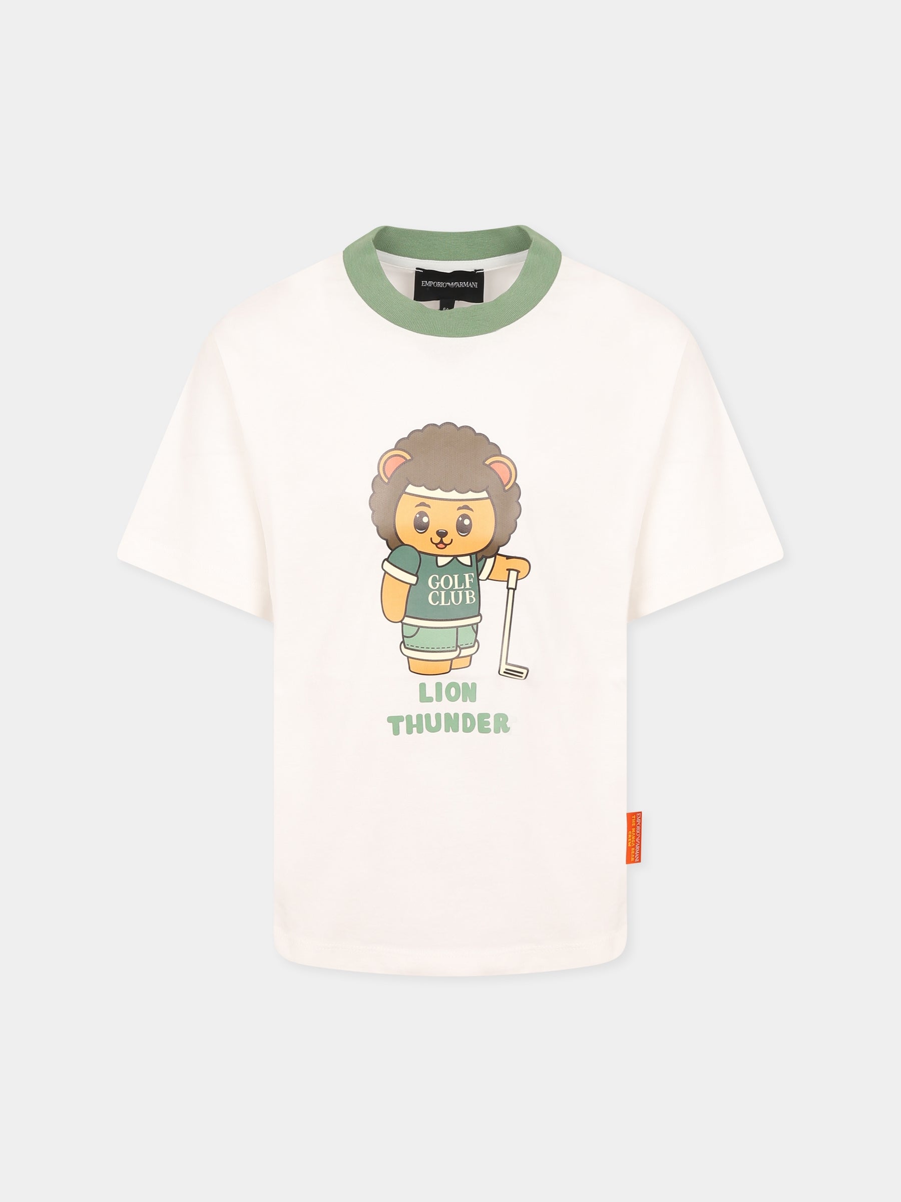 T-shirt bianca per bambino con Manga Bear,Emporio Armani,EB000395 AF14768 U0003