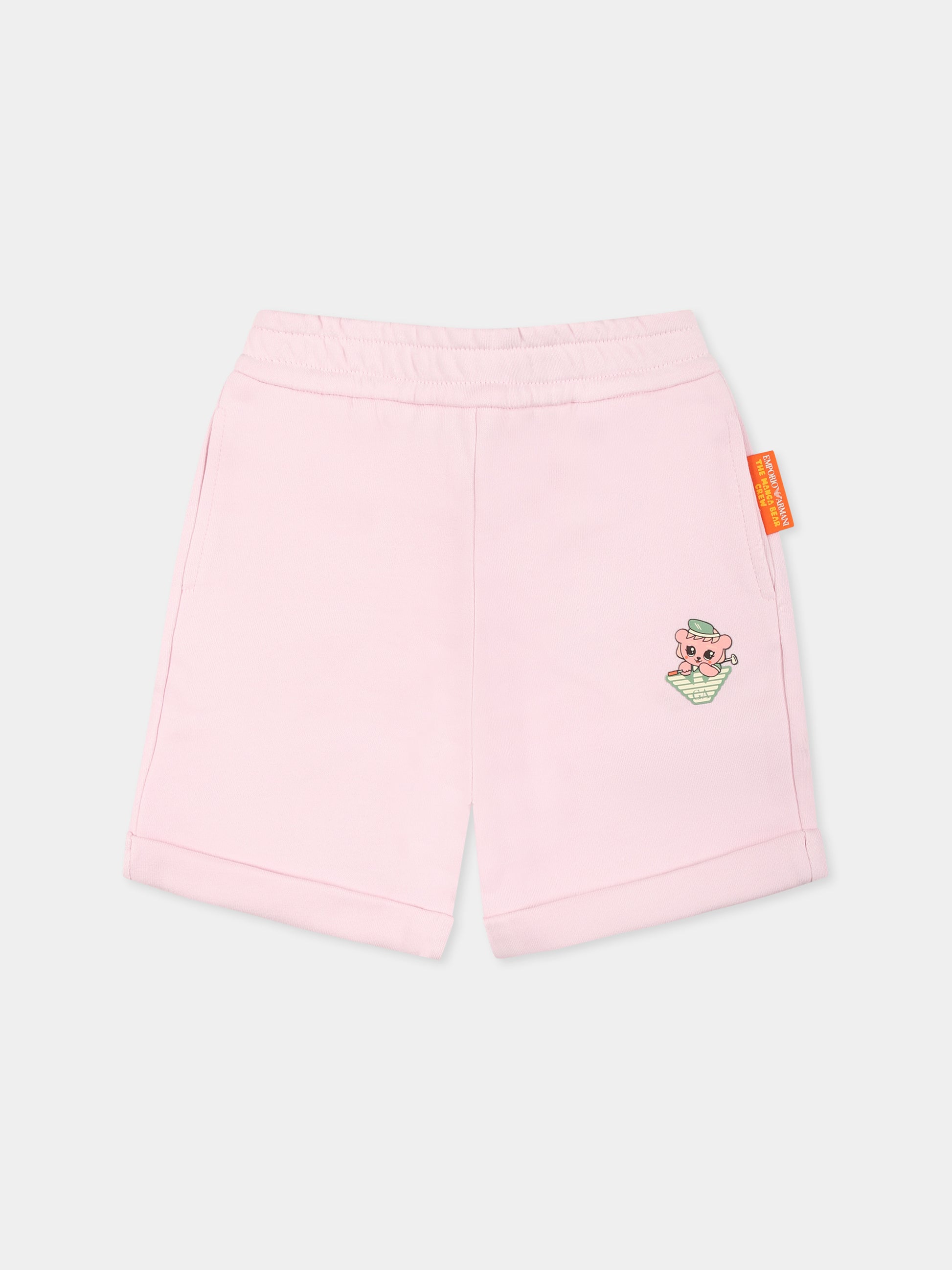 Shorts rosa per neonata con Manga Bear,Emporio Armani,EB000278 AF13552 U4271