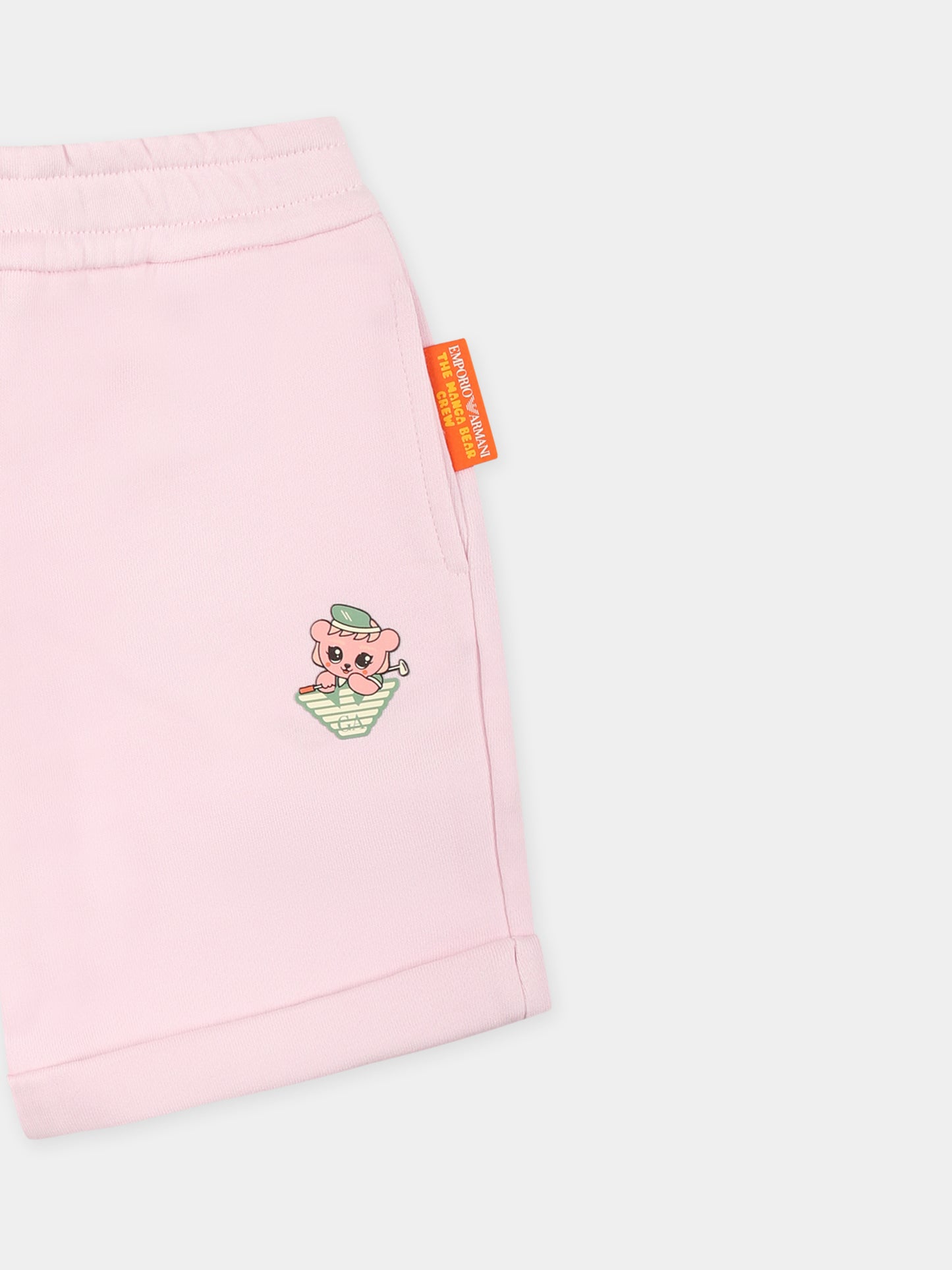 Shorts rosa per neonata con Manga Bear,Emporio Armani,EB000278 AF13552 U4271