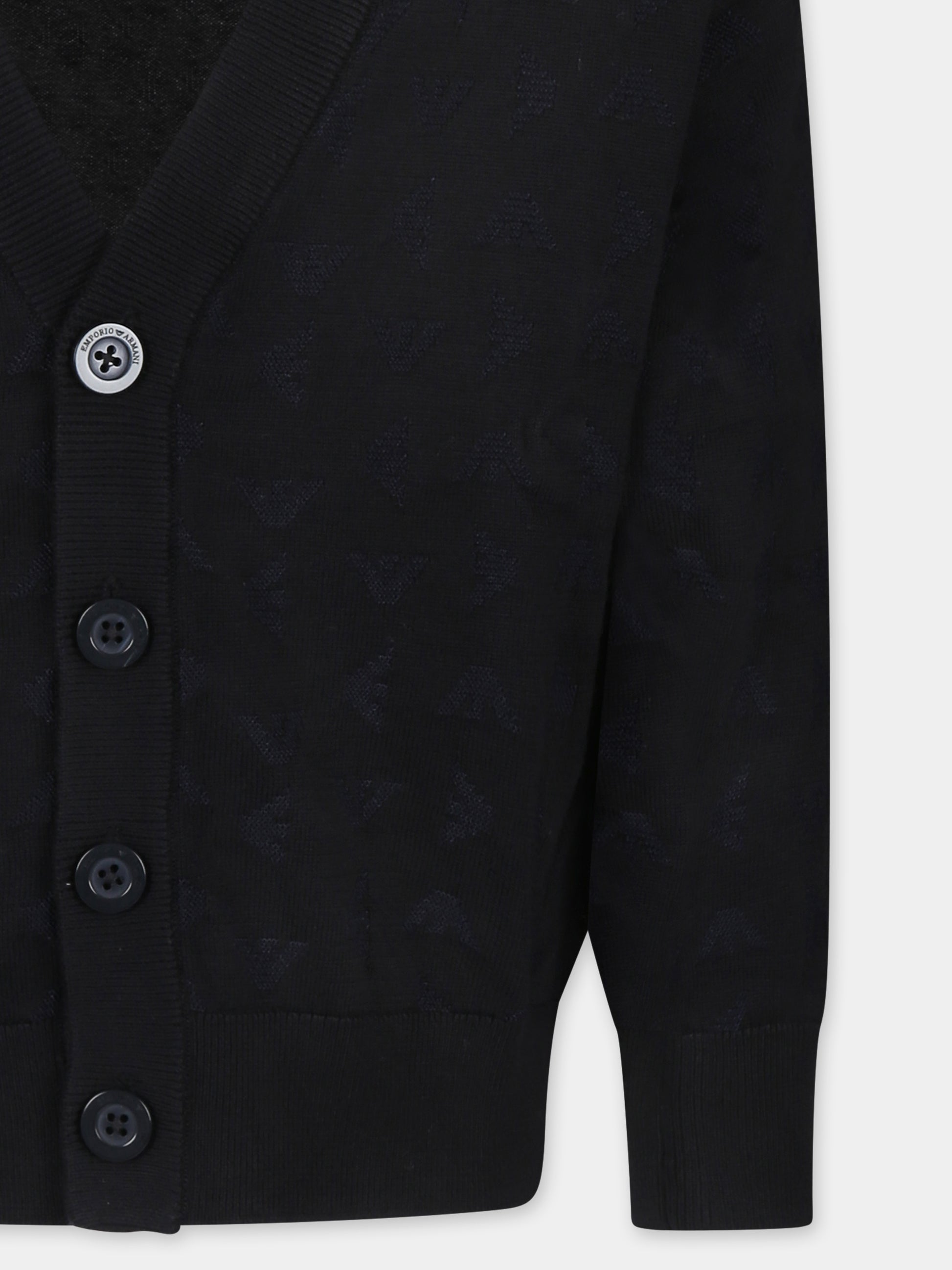 Cardigan blu per bambino con aquilotto all over,Emporio Armani,EB000286 AF13935 UB118