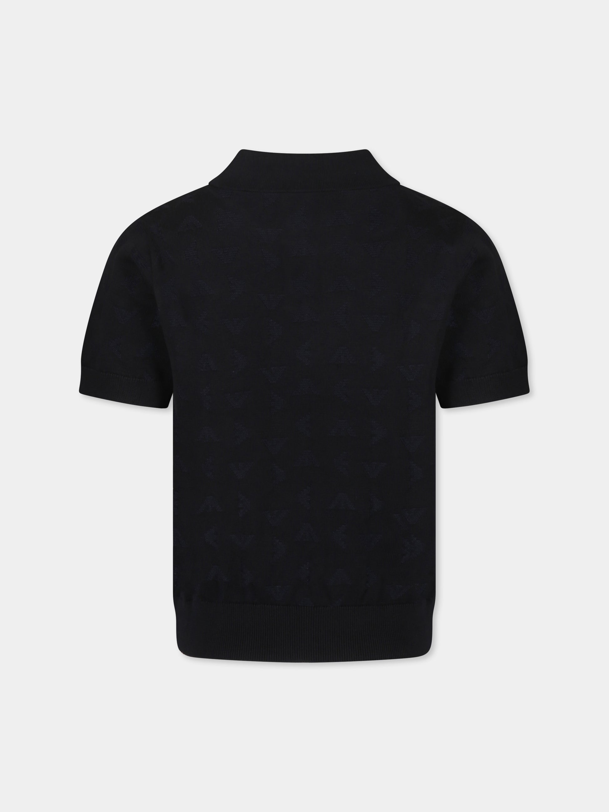 Polo blu per bambino con aquilotto all over,Emporio Armani,EB000287 AF13935 UB118