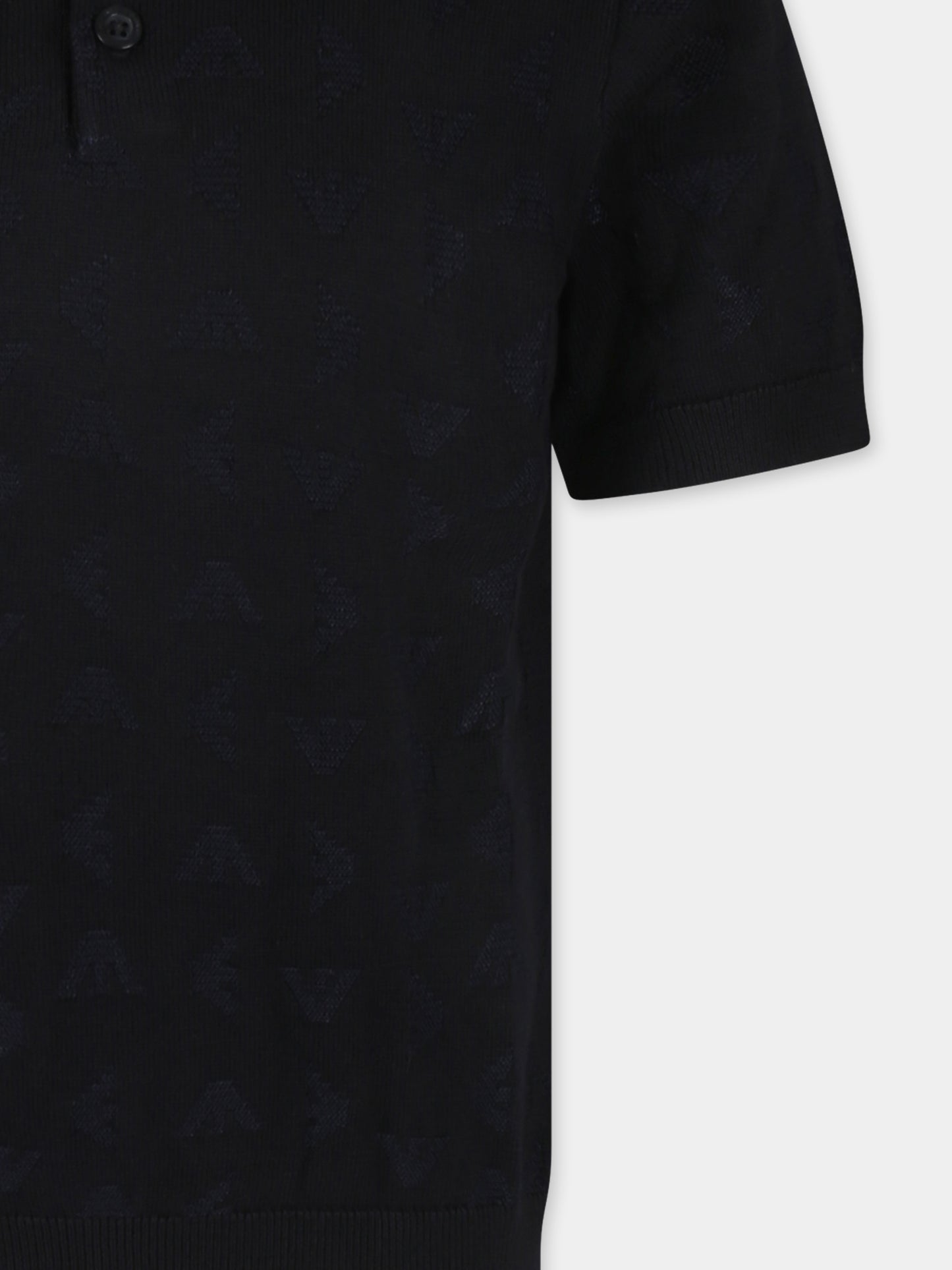 Polo blu per bambino con aquilotto all over,Emporio Armani,EB000287 AF13935 UB118