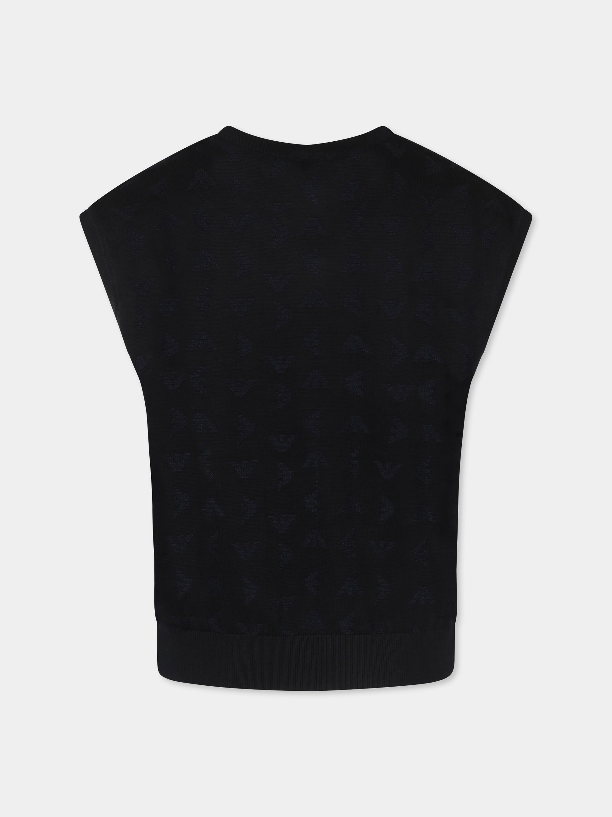 Maglia gilet blu per bambino con aquilotto all over,Emporio Armani,EB000288 AF13935 UB118