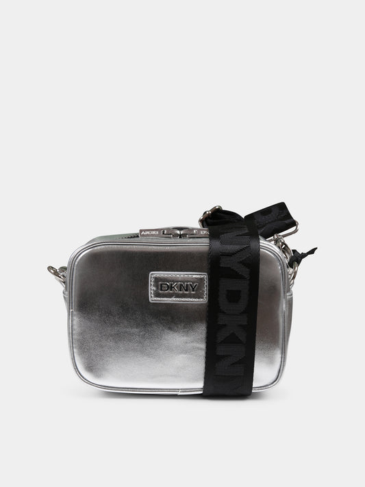 Borsa argento per bambina con logo,Dkny,D62349 016