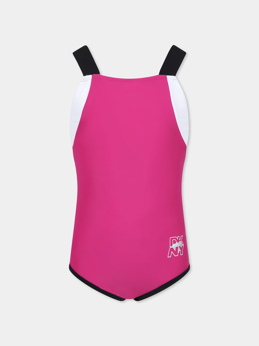 Maillot de bain fuchsia pour fille avec logo