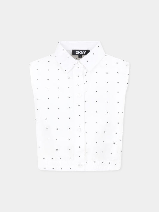 Top blanc pour fille avec logo