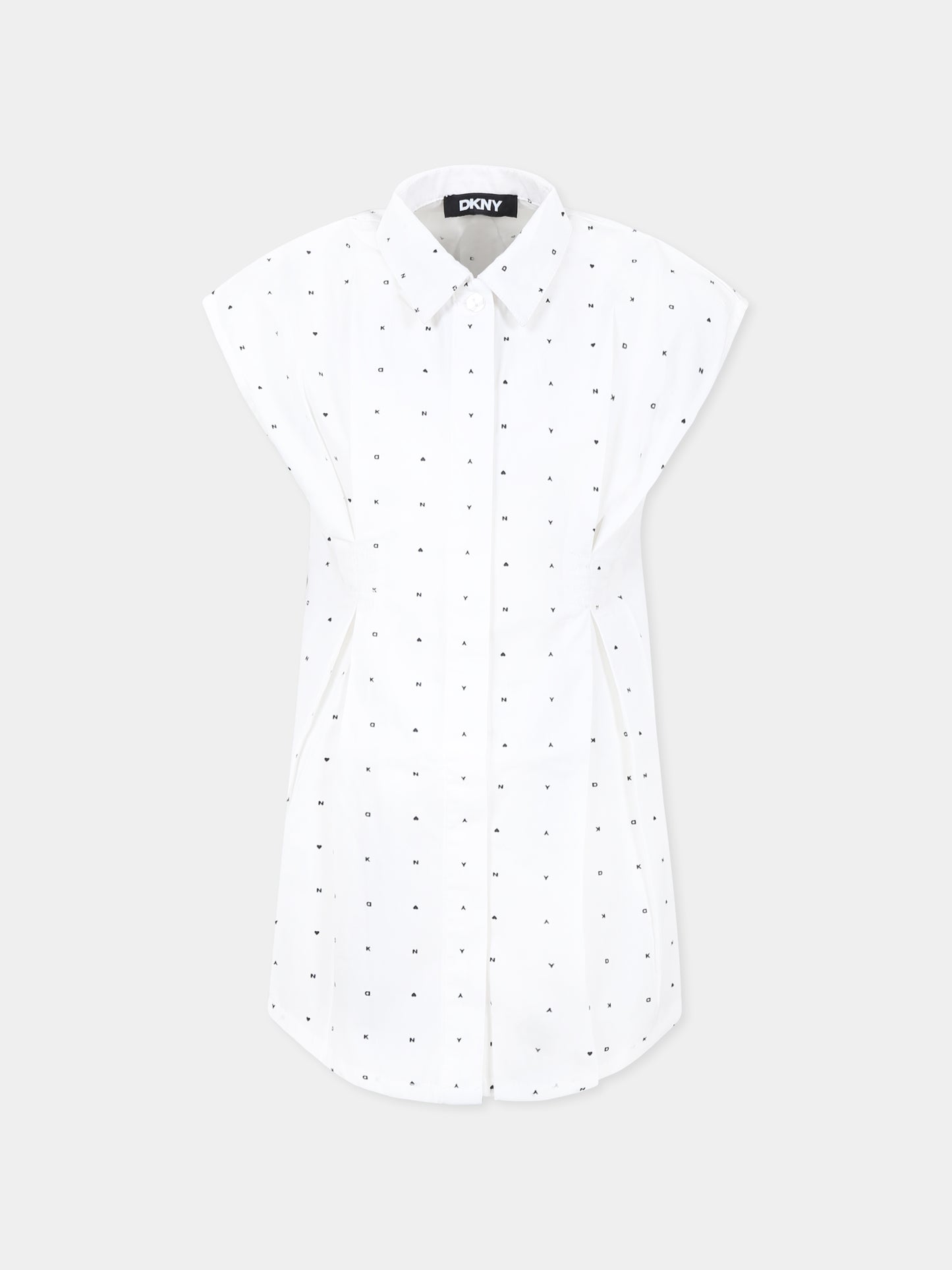 Vestito bianco per bambina con logo all over,Dkny,D62321 N50