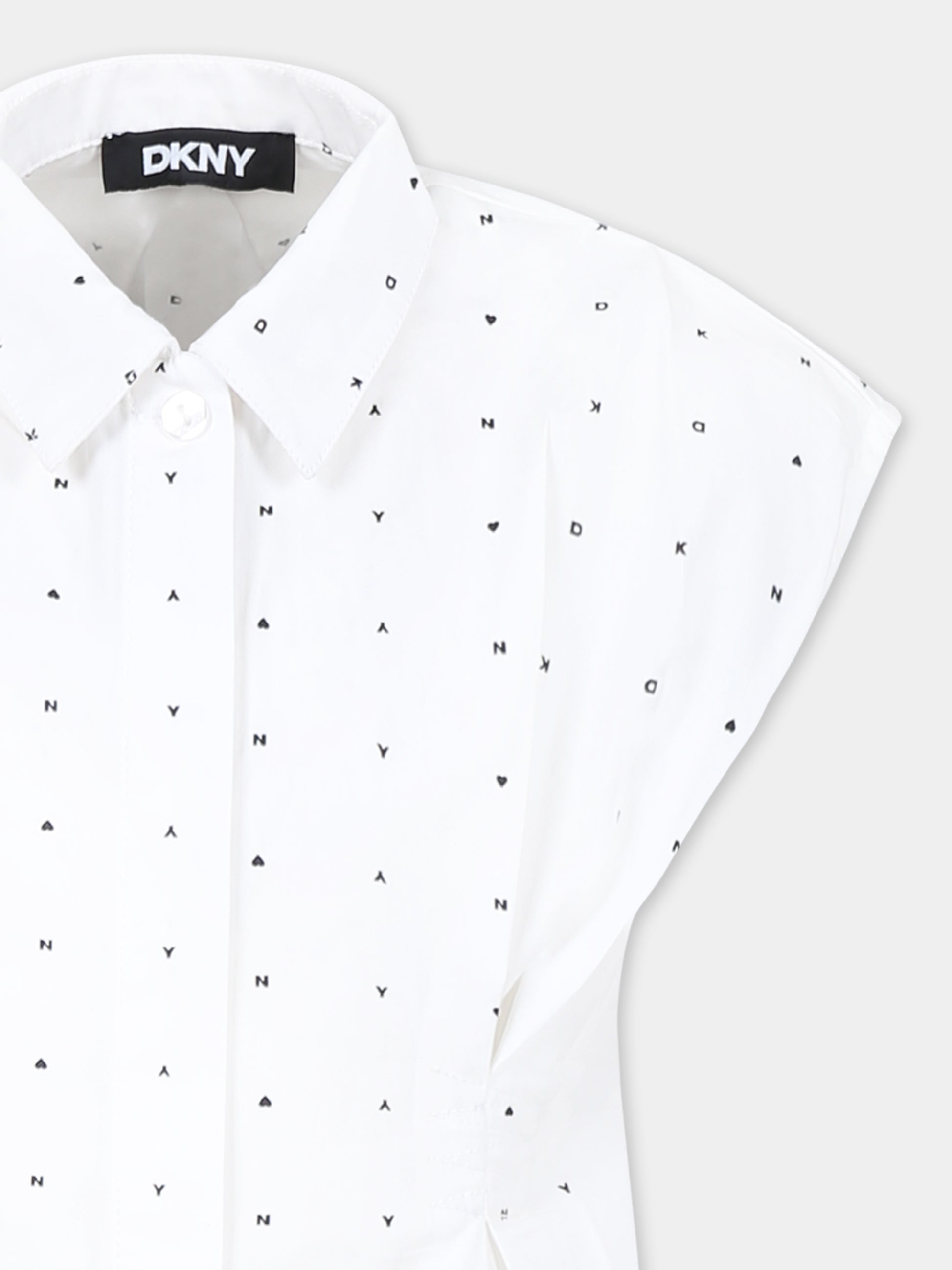 Vestito bianco per bambina con logo all over,Dkny,D62321 N50