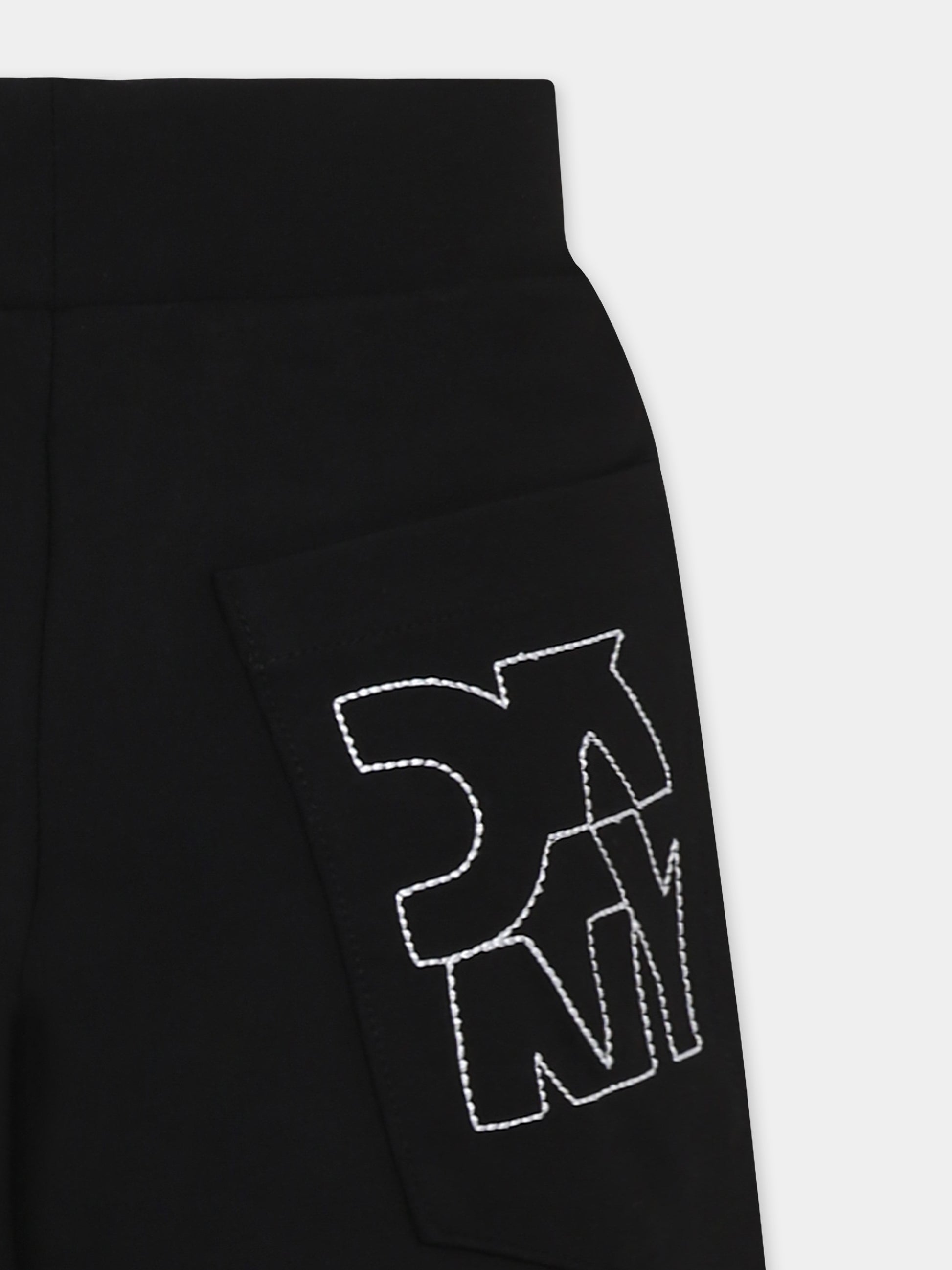 Shorts neri per bambina con logo,Dkny,D62269 09B