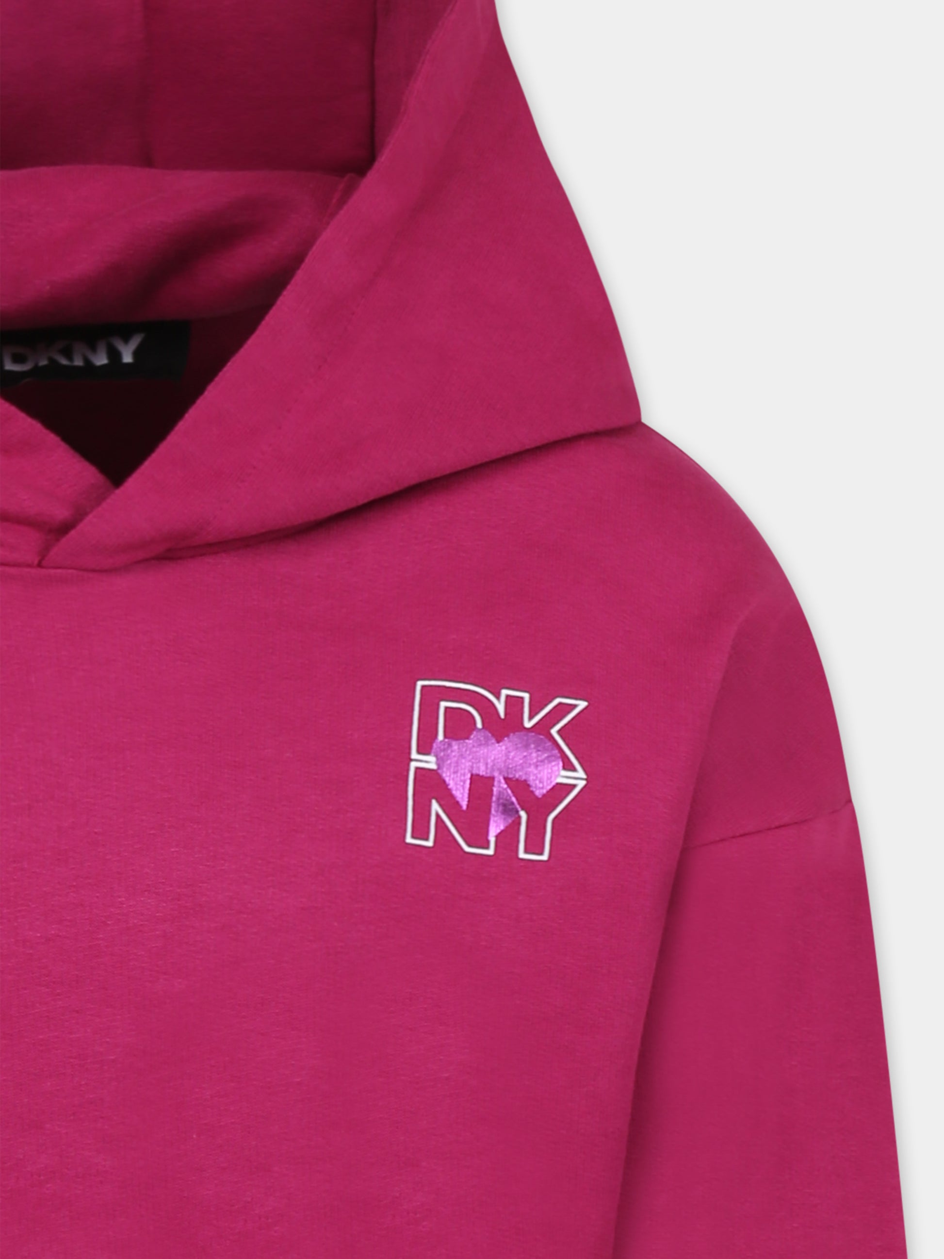Felpa fucsia per bambina con logo,Dkny,D62282 469