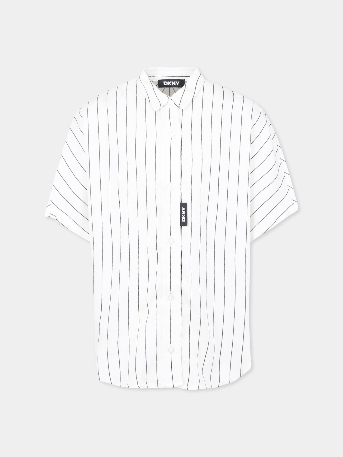 Camicia bianca per bambina con logo,Dkny,D62257 N50