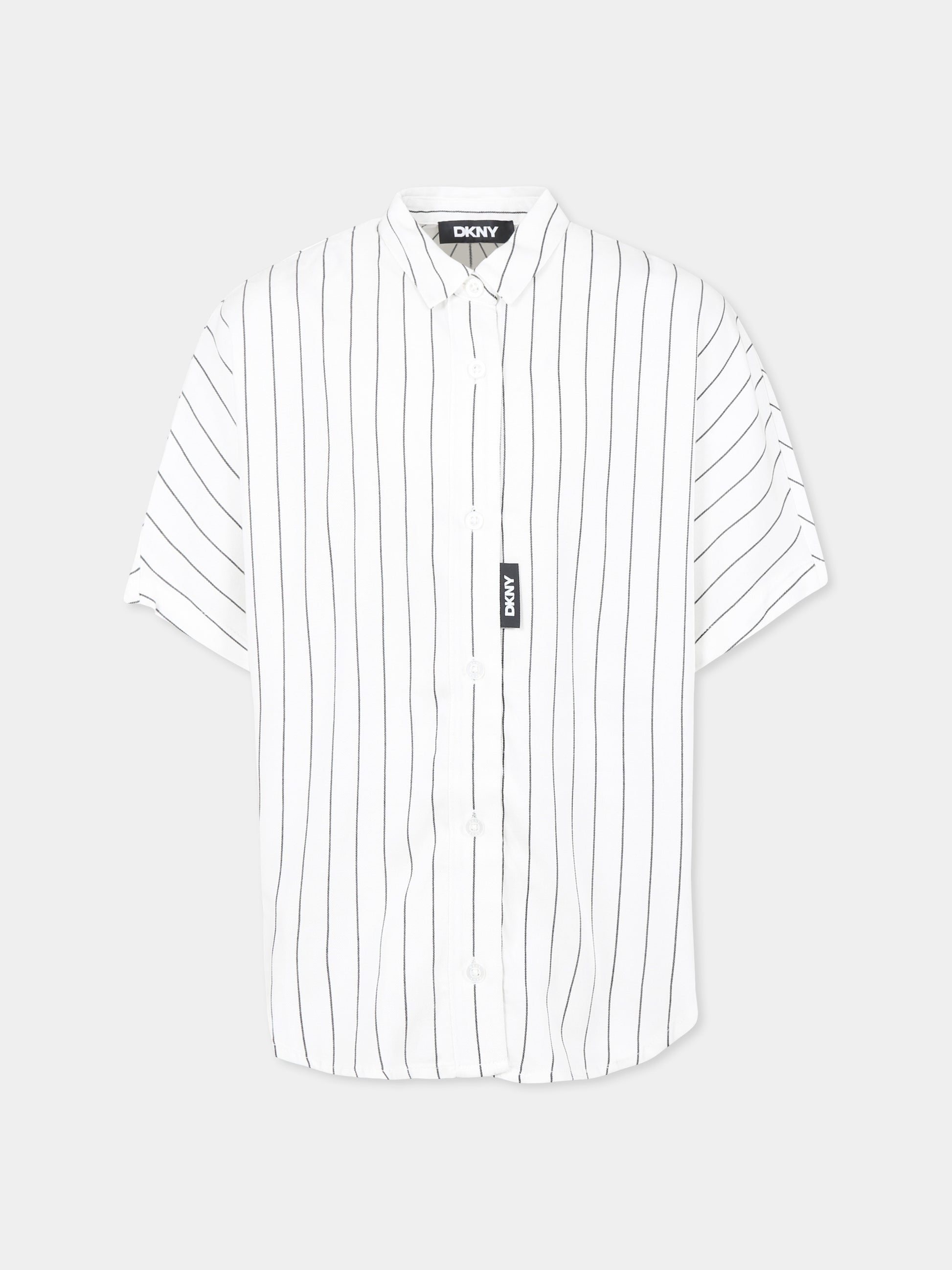 Camicia bianca per bambina con logo,Dkny,D62257 N50