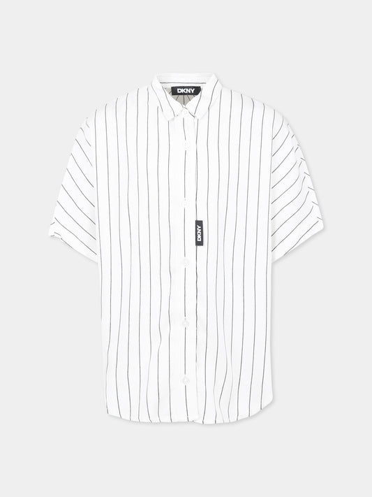 Camicia bianca per bambina con logo,Dkny,D62257 N50