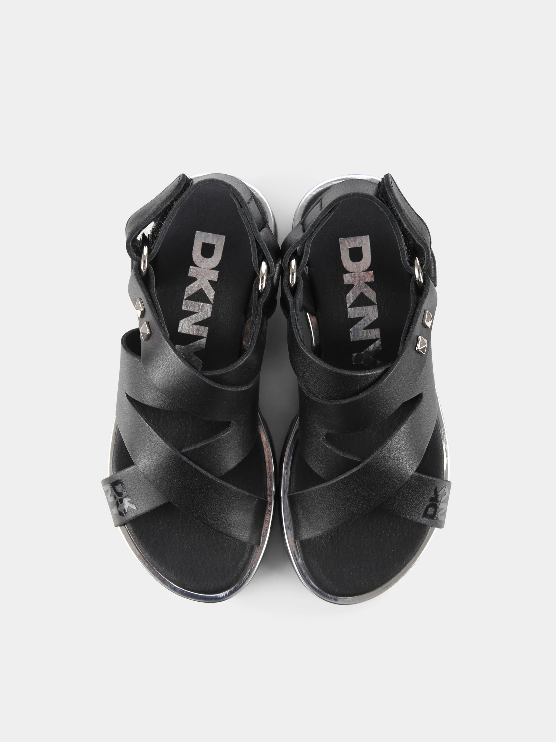 Sandali neri per bambina con borchie,Dkny,D62090 09B